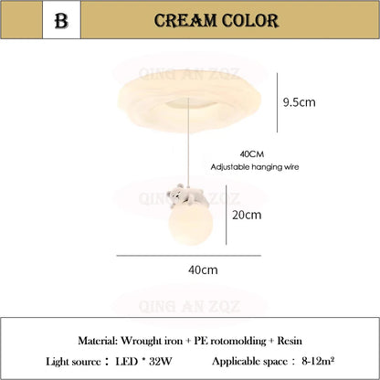 Amélie White Bear Cloud LED Ceiling Light Kids Room Dimmable