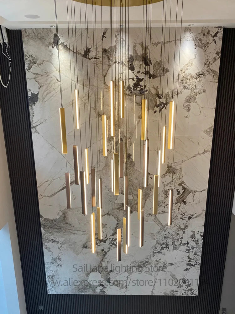 Élise Nordic Square LED Staircase Pendant Chandelier