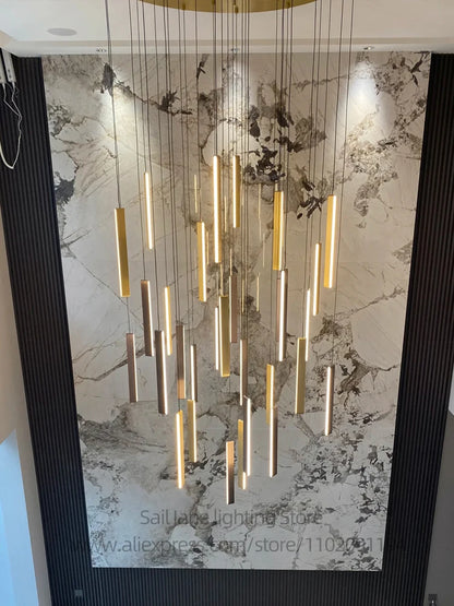 Élise Nordic Square LED Staircase Pendant Chandelier