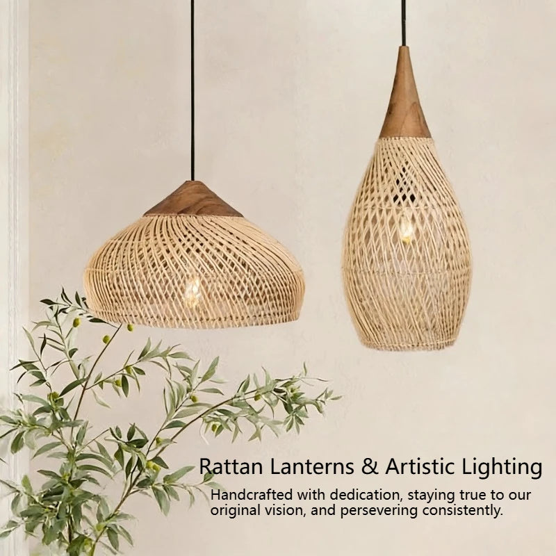 Sophie Wabi Sabi Rattan Pendant Lamp E27 Boho Dining Light