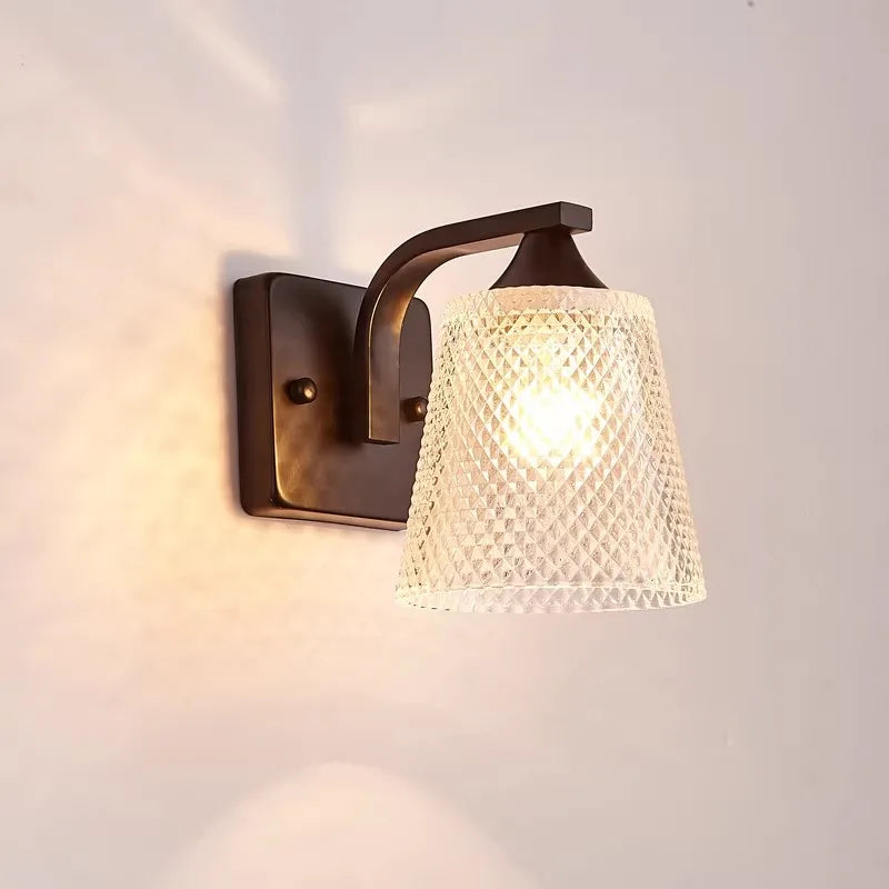 Élise Modern Glass Wall Lamp E27 Switch Bedside LED Sconce Light