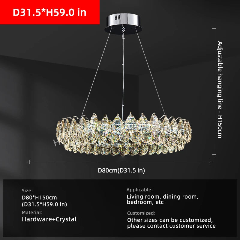 Geneviève Crystal Halo LED Pendant Chandelier