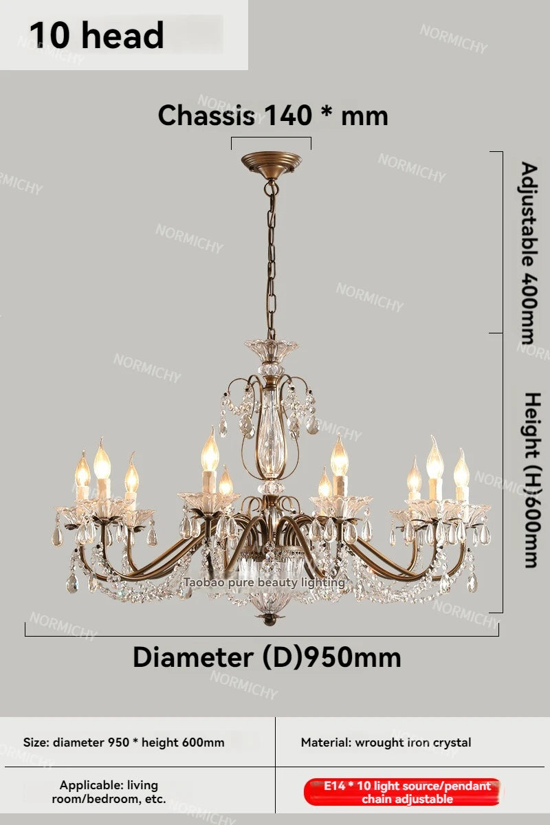 Camille French Crystal Candle Flush Mount Luxury Chandelier