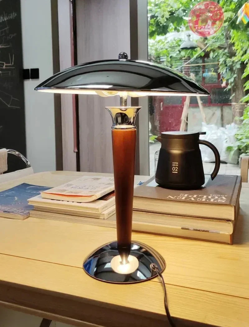 Noémie Wood & Chrome Desk Lamp