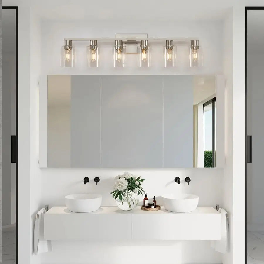 Sophie 6-Light Brushed Nickel Vanity Mirror Wall Light Fixture