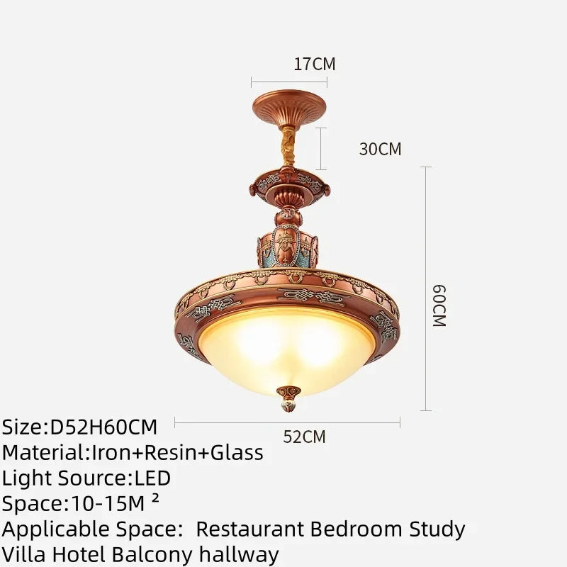 European Luxury Living Room Chandelier American Retro Restaurant  Villa Hotel Western Restaurant Cafe Pendent Lamp