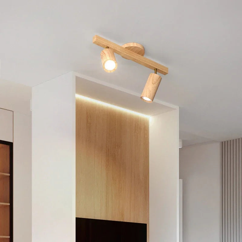 Camille Wooden LED E27 Surface Spotlight Ceiling Lamp