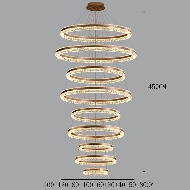 Modern Crystal Stair Pendant Light for Living Room and Hall