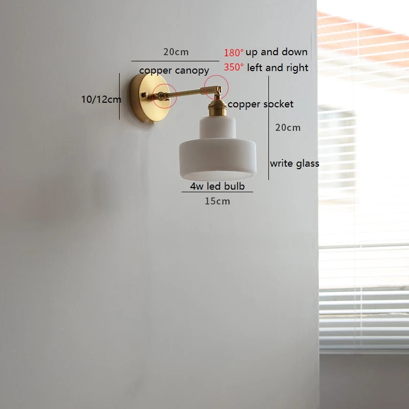 Émilie Rotating Glass Wall Lamp Pull Chain
