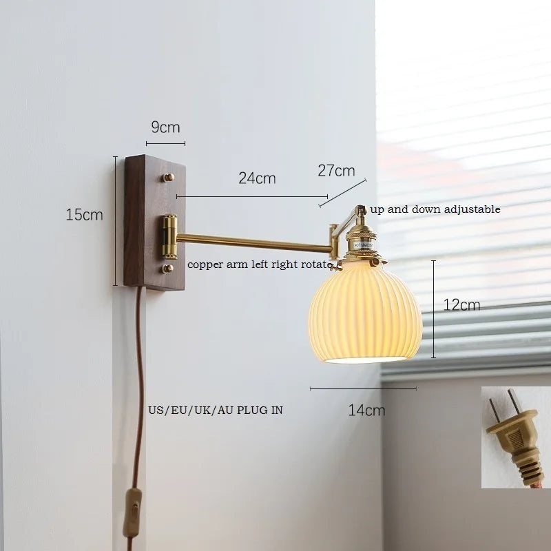 Lucienne Rotating Arm Wall Lamp Pull Chain