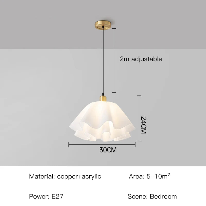 Sofia Nordic White Frosted Glass LED Semi-Flush Chandelier