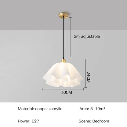 Sofia Nordic White Frosted Glass LED Semi-Flush Chandelier