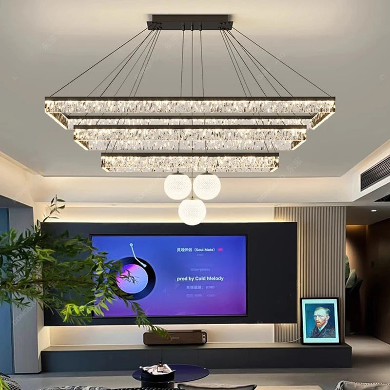 Modern LED Linear Pendant Chandelier – Minimalist Acrylic Ceiling Light for Living Room