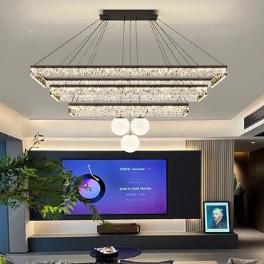 Modern LED Linear Pendant Chandelier – Minimalist Acrylic Ceiling Light for Living Room