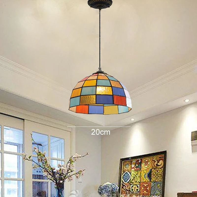Colette Tiffany Colorful Glass Pendant Lamp Mediterranean