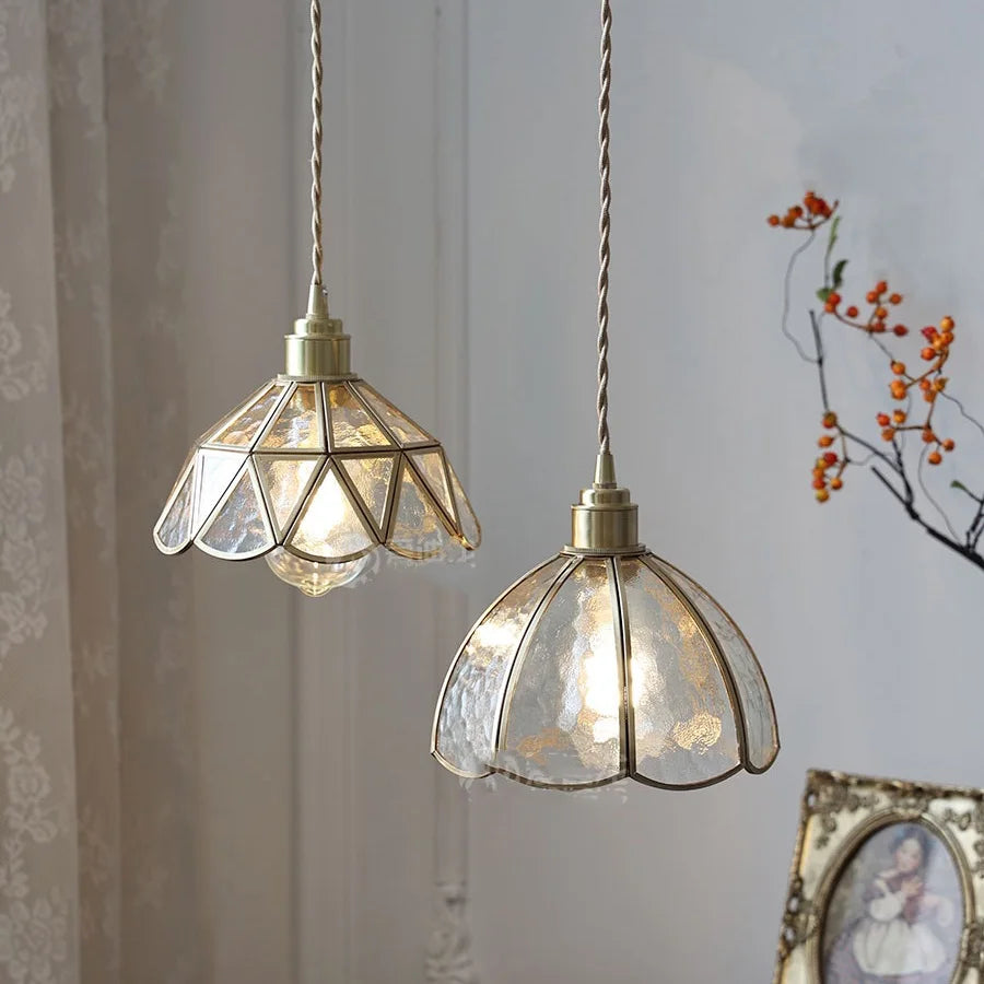 Camille Copper Glass Pendant Light Vintage Style