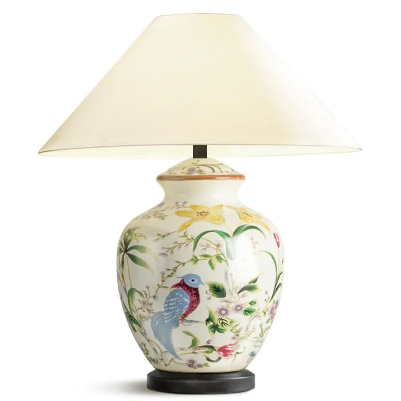 Flower and Bird Ceramic LED Floor Lamp for Bedroom and Living Room