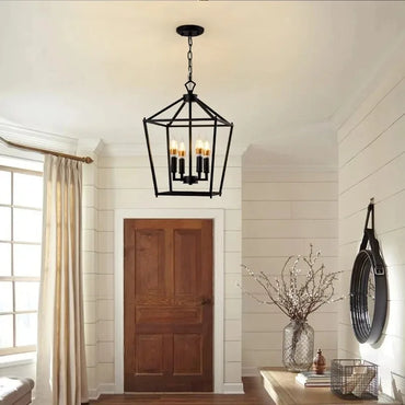 Vintage Gold Iron Cage Pendant Light for Dining Room and Living Spaces