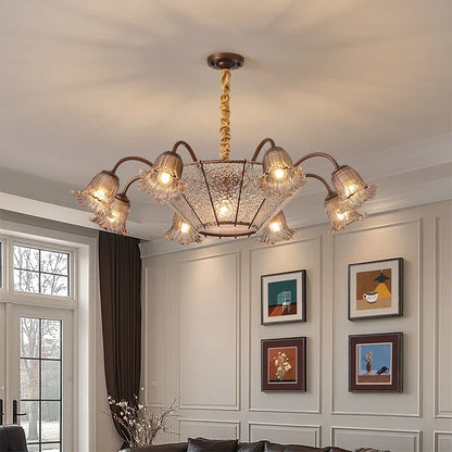 Vintage Flower Glass LED Pendant Chandelier