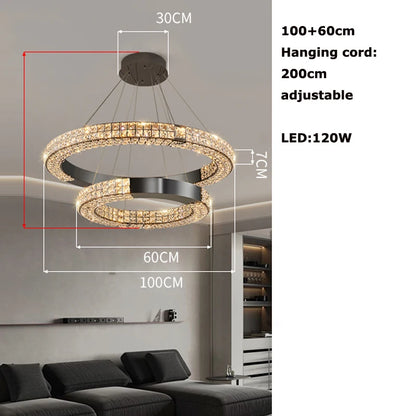 Sophie Scandinavian Crystal Chandelier Black Steel Ceiling Light