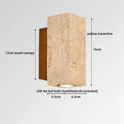 Élise Yellow Travertine LED Wall Lamp Japan Style Luxury