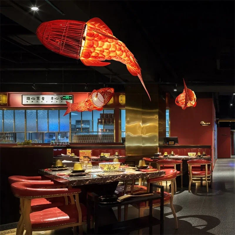 Koi Artisan Bamboo Fish Pendant Light