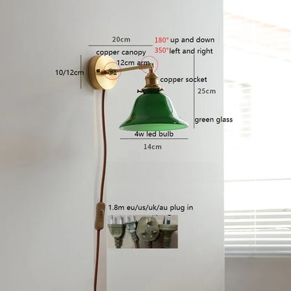 Émilie Rotating Glass Wall Lamp Pull Chain