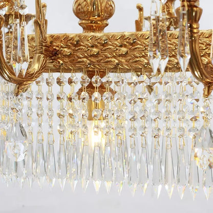 European Copper Crystal Chandelier 10-Light Pendant