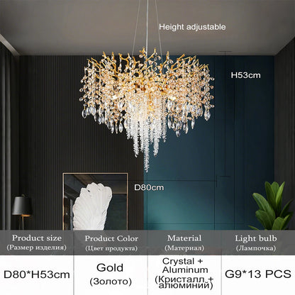 Isabelle K9 Crystal Tree Branch Chandelier Luxury Gold Ceiling Light