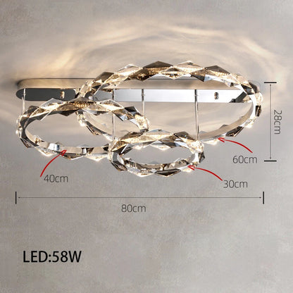 Élodie 2025 Modern Ring Crystal LED Dimmable Ceiling Chandelier Silver Decor Light