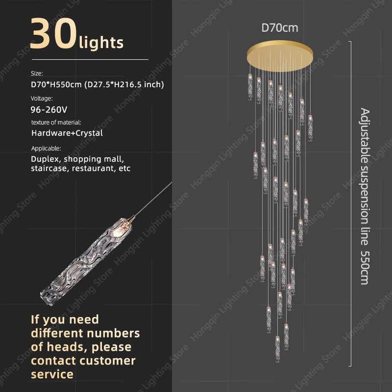 Élise Crystal Staircase Pendant Chandelier Light