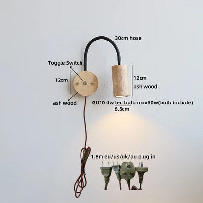 Élodie Walnut Wood LED Wall Lamp 30cm