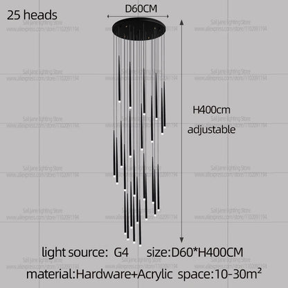 Camille Modern Cone LED Staircase Pendant Chandelier