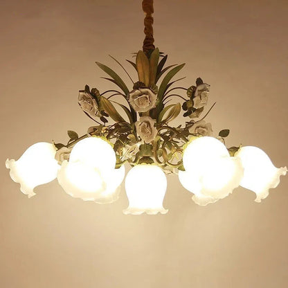 Amélie Floral Ceramic Glass Pendant Light