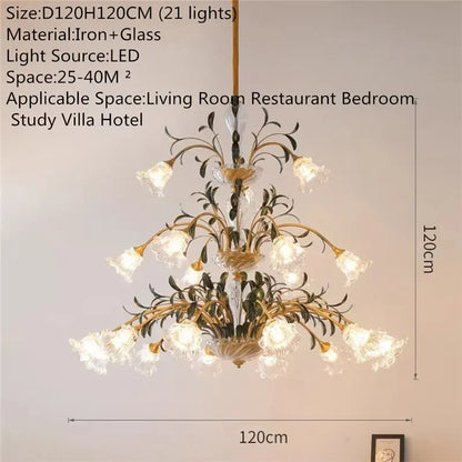 Évelyne Floral Glass Chandelier for Luxury Dining & Lobby Spaces
