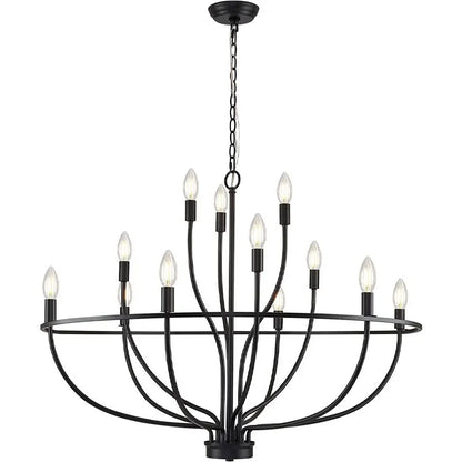 Vintage Round Iron Candle Chandelier for Living and Dining Room