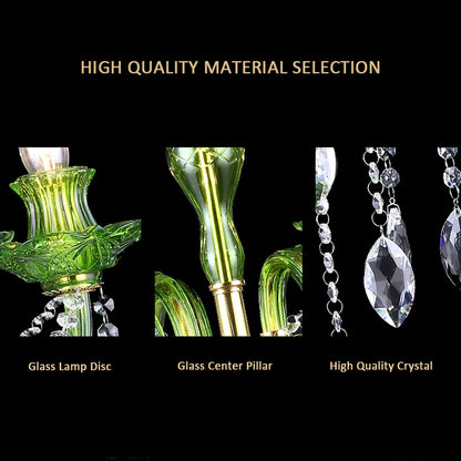 Modern Luxury Green Crystal Chandelier Wave Lotus Leaf Design LED Pendant Light for Bedroom Hotel Lobby Corridor And Restaurant