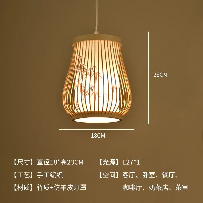 Élise Bamboo Zen Pendant Lantern E27 Chinese Style Woven Light