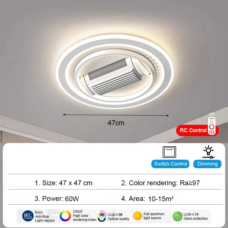 Aurevo Modern Bladeless LED Ceiling Fan Light