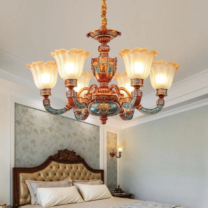 European Luxury Living Room Chandelier American Retro Restaurant  Villa Hotel Western Restaurant Cafe Pendent Lamp