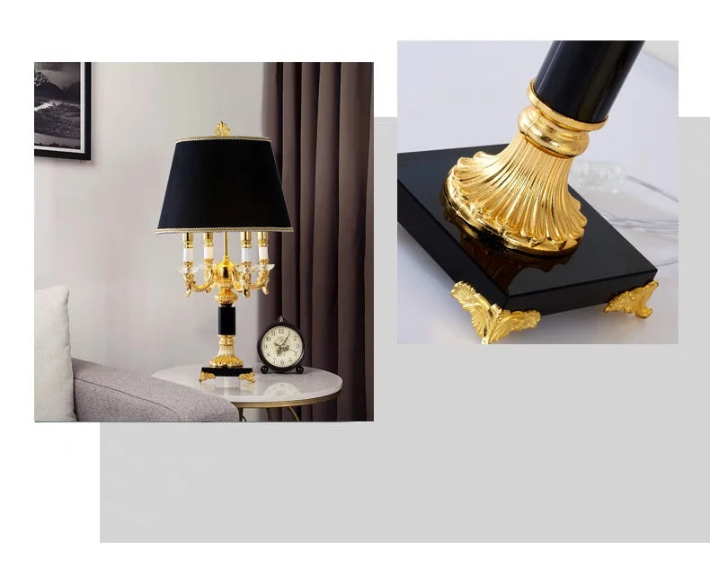Élysée Luxury Black & Gold Crystal Table Lamp