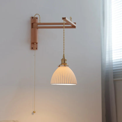 Élise Ceramic Wood Wall Lamp for Bedside & Bathroom