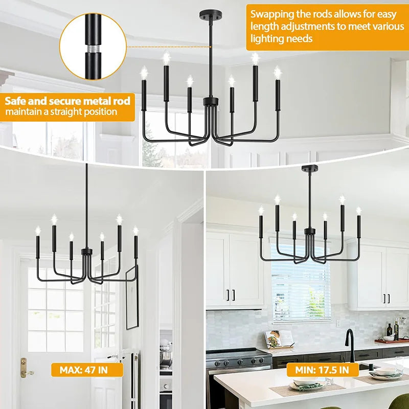 Isabelle Retro Iron Candle Chandelier