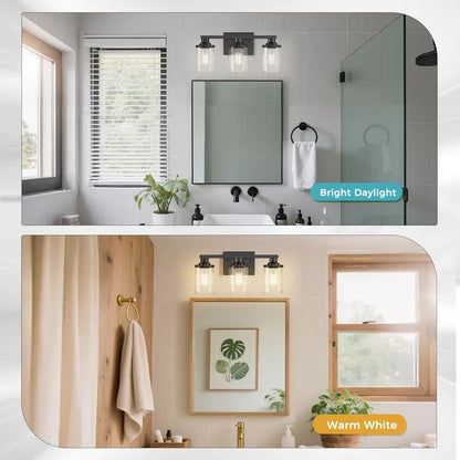 Élodie 3-Light Black Bathroom Vanity Mirror Wall Lamp 17 Inch