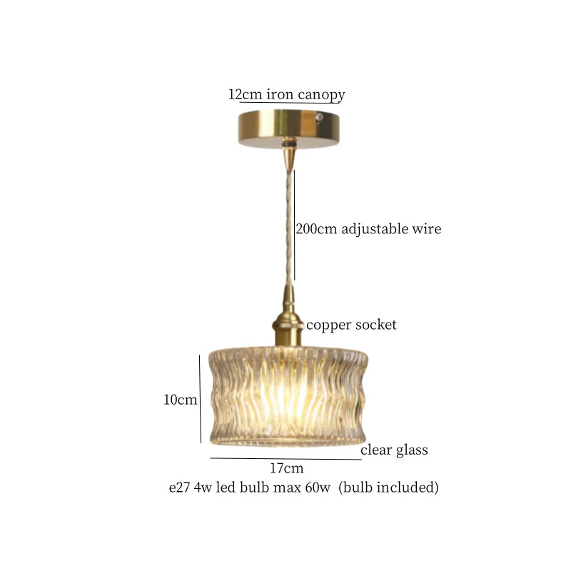 Élise Vintage Cracked Glass Copper LED Pendant Lamp Loft Style