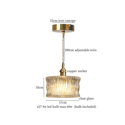 Élise Vintage Cracked Glass Copper LED Pendant Lamp Loft Style