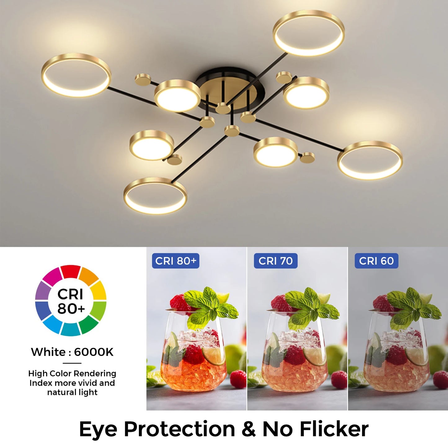 Auriane Nordic Gold Black LED Ceiling Pendant Light