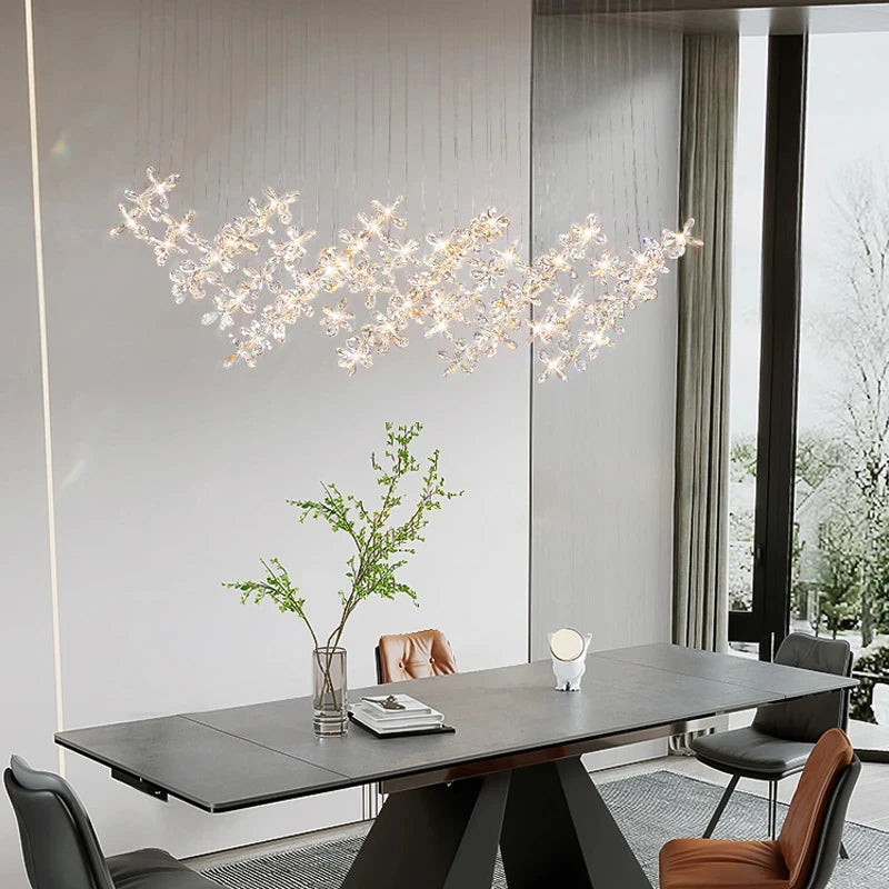 Modern Luxury Flower Crystal LED Pendant Light for Home and Restaurant