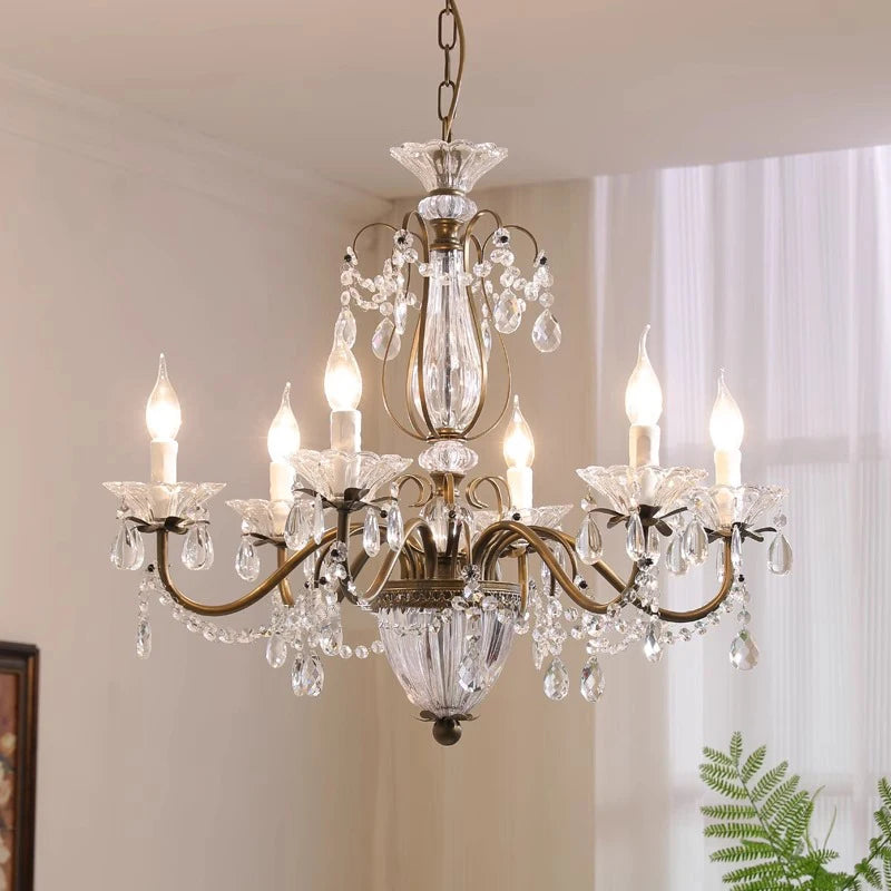 Camille French Crystal Candle Flush Mount Luxury Chandelier