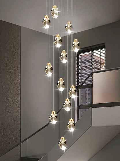 Lucienne Nordic Crystal Staircase Chandelier for Loft & Villa Interiors